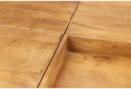 Square Central Combo Coffee Table Made of Solid Walnut Wood Brown Black W84xL80xH42cm