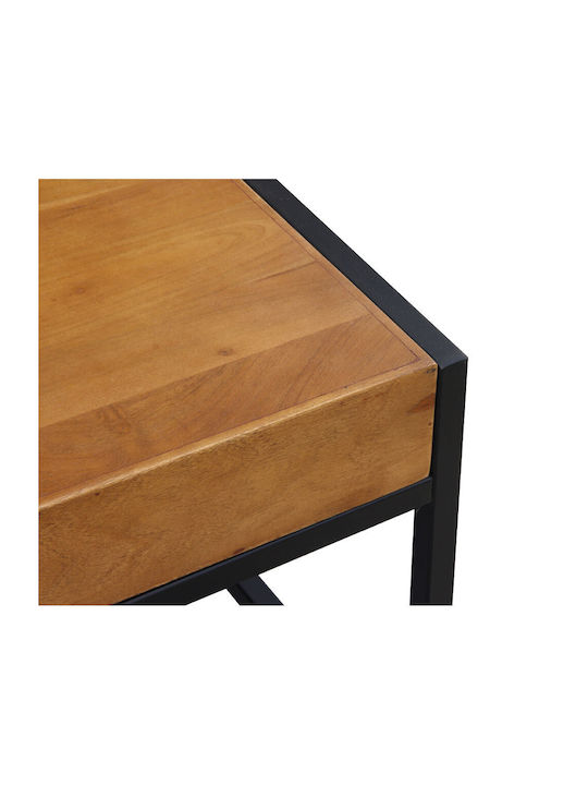 Square Central Combo Coffee Table Made of Solid Walnut Wood Brown Black W84xL80xH42cm