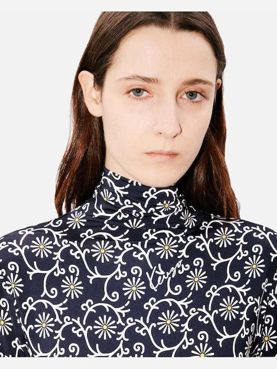 Women's Blouse Long Sleeve Turtleneck Blue