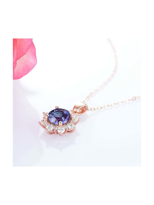 Aurae Lume Necklace from Pink Gold Plated Silver with Zircon