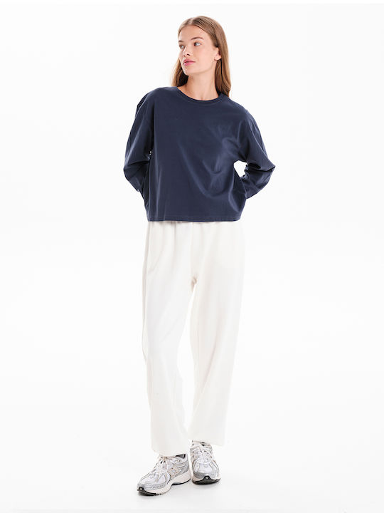 Women's Cotton Long Sleeve Crop Top Gray