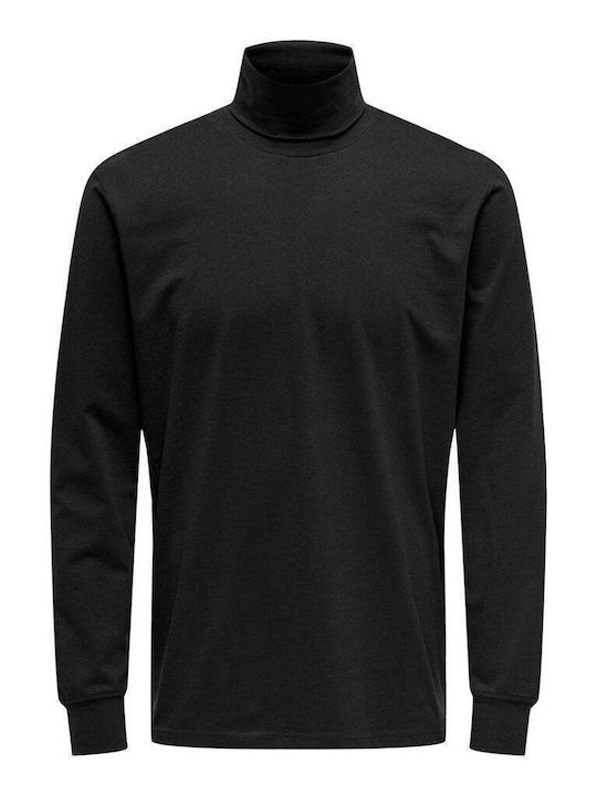 Only & Sons Men's Short Sleeve T-shirt Turtleneck Black