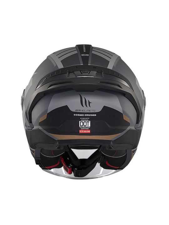 MT Cosmo SV S Cruiser C2 Grey Matt Motorcycle Helmet Jet DOT / ECE 22.06 1450gr with Sun Visor