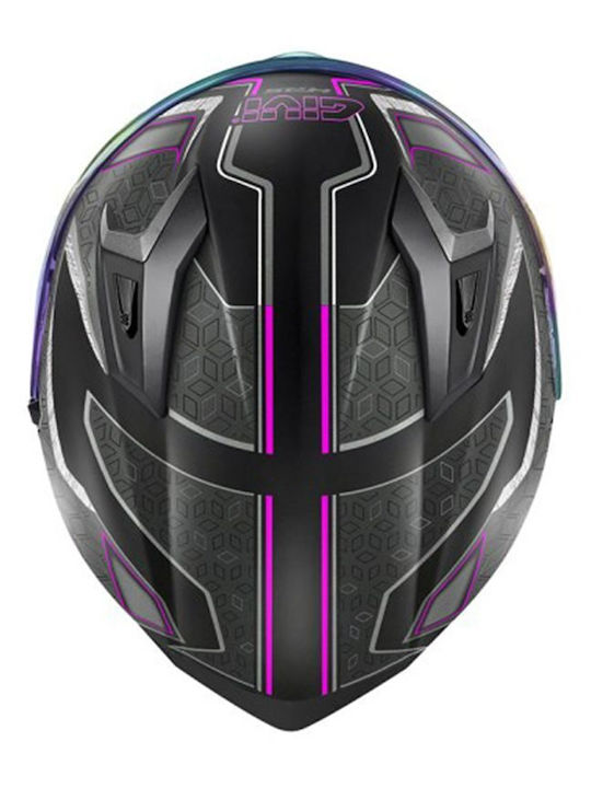 Givi H50.9 Mystical Black/Titanium/Pink Motorcycle Helmet Full Face ECE 22.06 with Pinlock and Sunvisor