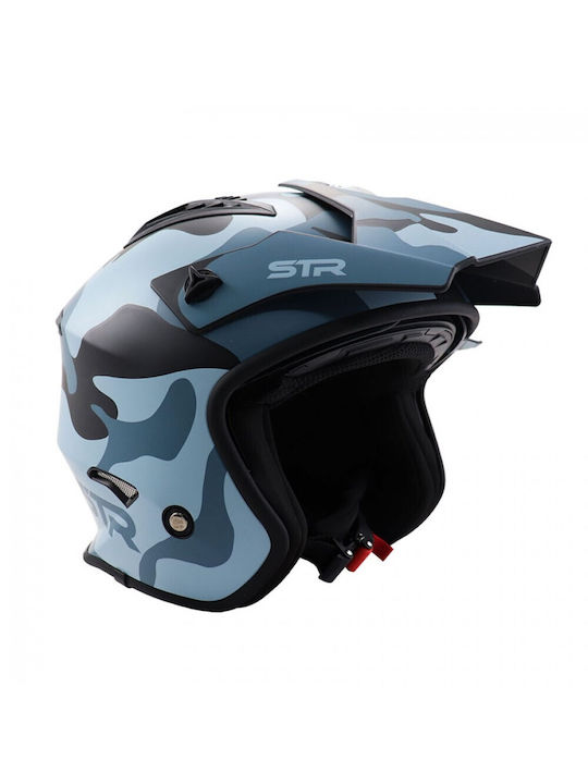 STR S1-Blox Camouflage Motorcycle Helmet Jet ECE 22.05 with Sunvisor