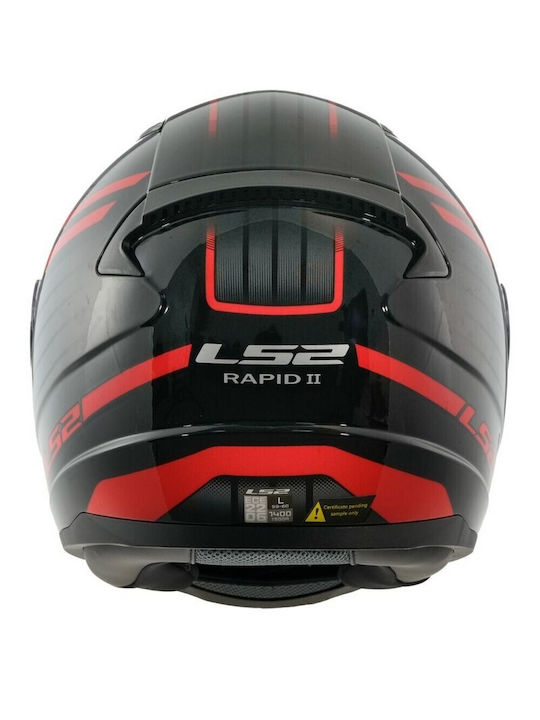 LS2 Rapid II Circuit Black/Red Motorcycle Helmet Full Face ECE 22.06 1300gr