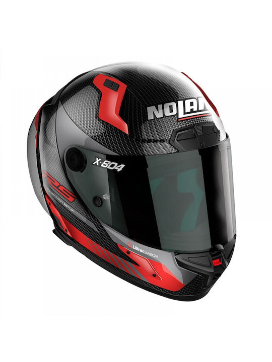 Nolan X-804 RS Ultra Carbon Hot Lap Red 13 Motorradhelm Volles Gesicht ECE 22.06