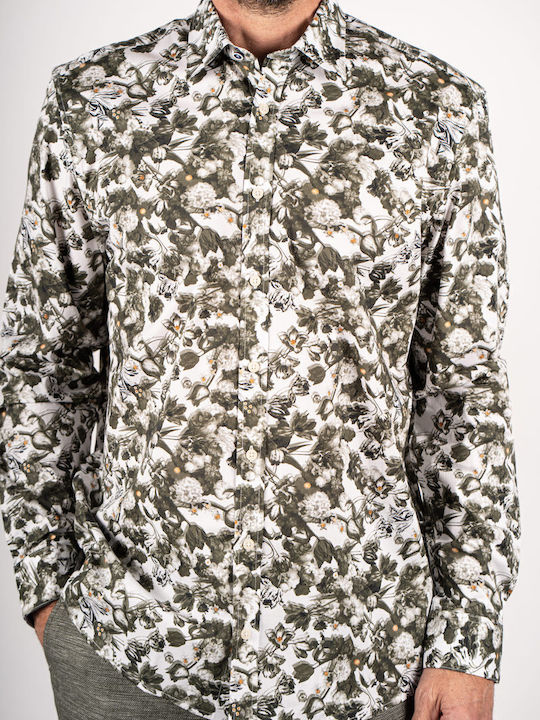 Long Sleeve Shirt in Regular Fit Floral Olive