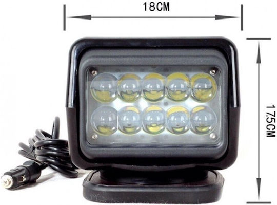 Περιστρεφόμενος Προβολέας Led Ασύρματο Τηλεχειριστήριο 50w 4000 Lumens Spot Beam Μαύρο