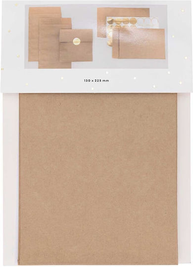 Large Kraft Paper Bags with Gold Stickers, Pack of 24