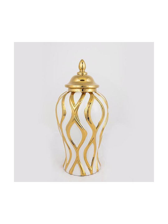 Estheti Home Ceramic Vase Beige Gold Ø17.3x36.8cm 752-20011