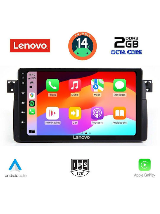 Lenovo Auto-Audiosystem für BMW E46 1998-2005 (Bluetooth/USB/AUX/WiFi/GPS/Apple-Carplay/Android-Auto) mit Touchscreen 9"