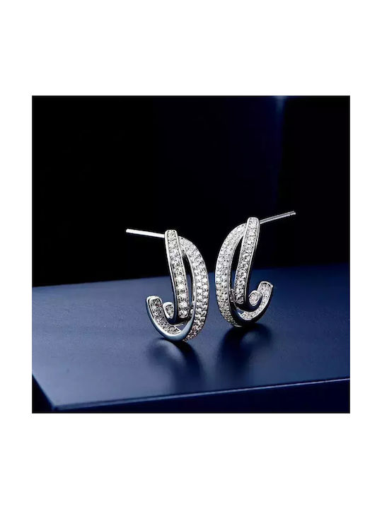 Earrings Hoops made of Silver with Diamond