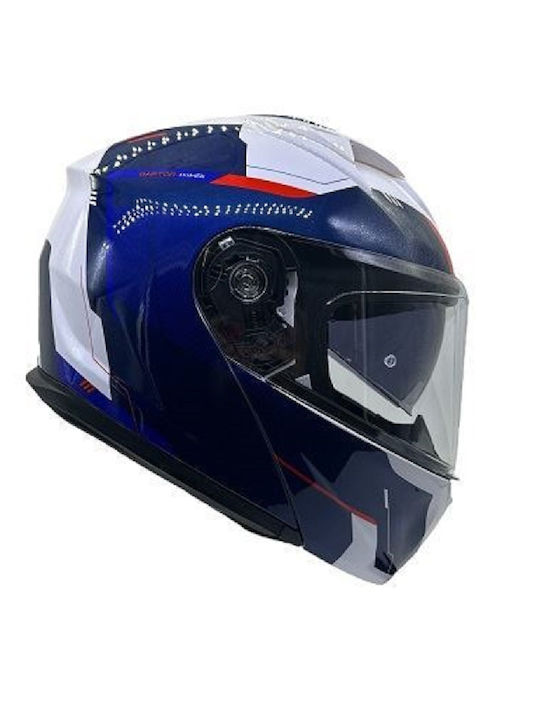 Faseed 967 Blue/White Motorcycle Helmet Flip-Up ECE 22.06 with Sunvisor