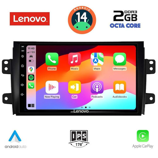 Lenovo Car Audio System for Fiat Sedici Suzuki SX4 2005-2013 (Bluetooth/USB/AUX/WiFi/GPS/Apple-Carplay/Android-Auto) with Touch Screen 9"