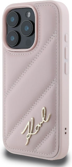 Karl Lagerfeld Quilted Signature Umschlag Rückseite Synthetisches Leder Rosa (iPhone 16 Pro)