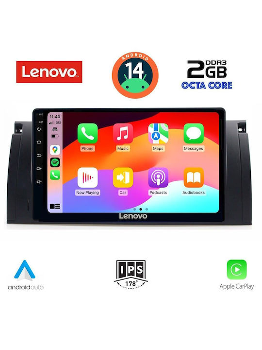 Lenovo Car-Audiosystem für BMW Serie 5 (E39) / X5 (E53) (Bluetooth/USB/AUX/WiFi/GPS) mit Touchscreen 9"