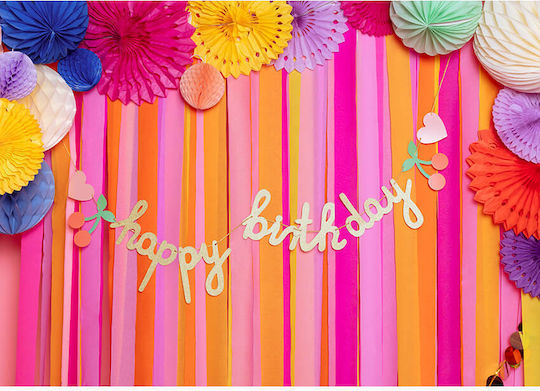 Garland "Happy Birthday" Hearts, Rainbows & Cherries