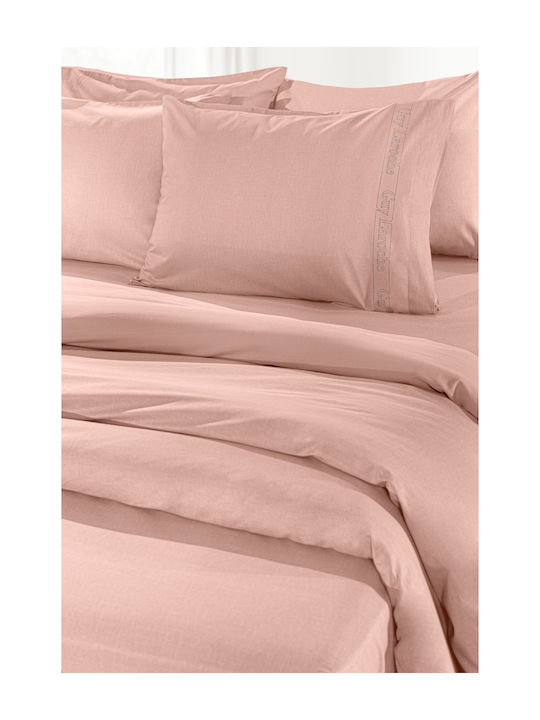 Guy Laroche Sheet for Single Bed 170x270cm. Color Plus Coral