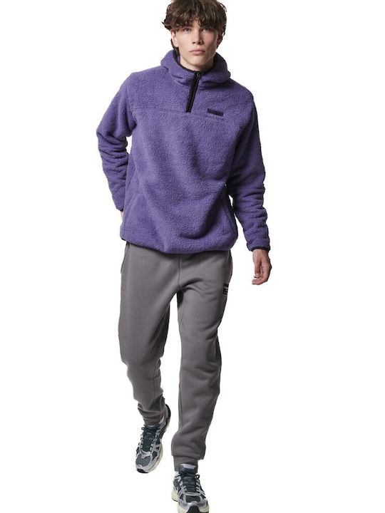 Body Action Men's Sweatshirt with Hood Dark Purple