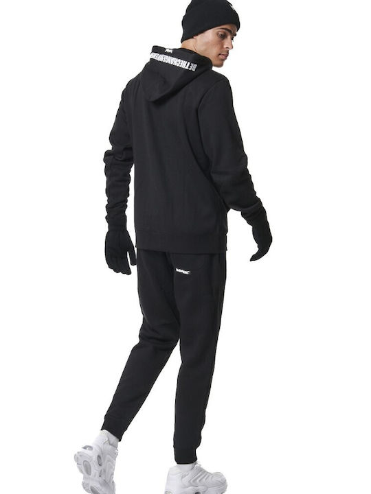 Body Action Men's Sweatshirt Jacket with Hood BLACK