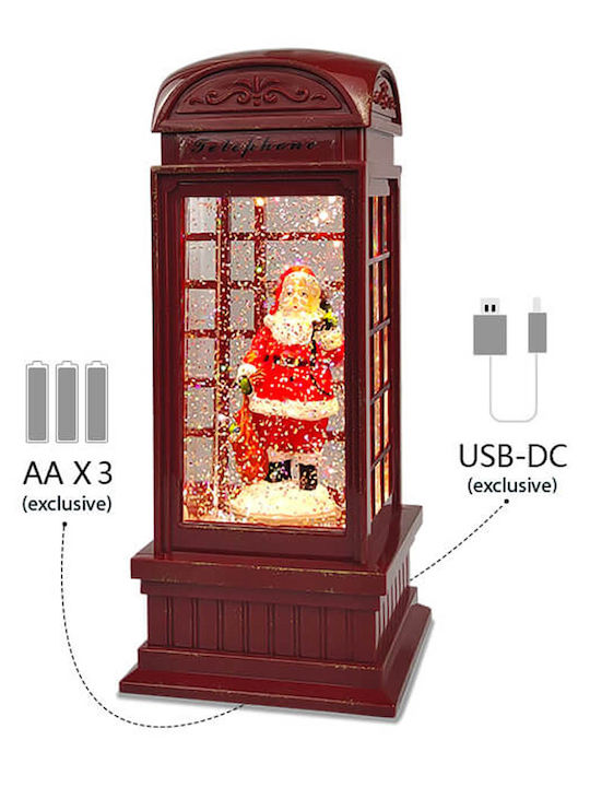 Christmas Decorative Telephone Booth with Santa Claus 10.5x28cm