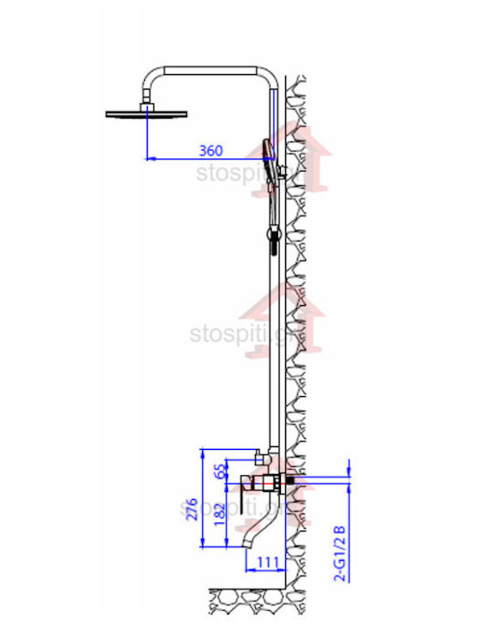Kls Shower Column with Mixer Silver Kls Shower Column with Mixer Silver