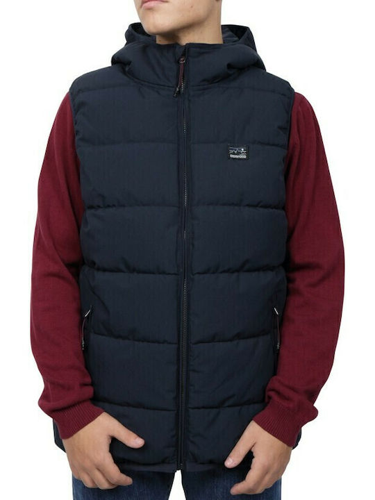 Ärmellos Jacke Puffer Wasserdicht und Winddicht Marineblau