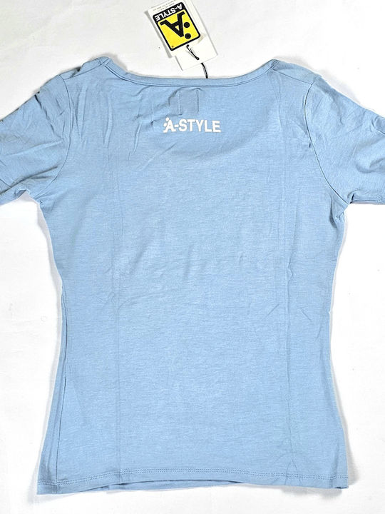 A-Style Women's Blouse Light Blue, Orange, Yellow, Black, White