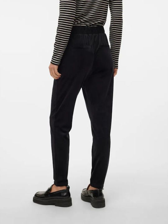 Vero Moda Women's Fabric Trousers with Elastic in Loose Fit Black