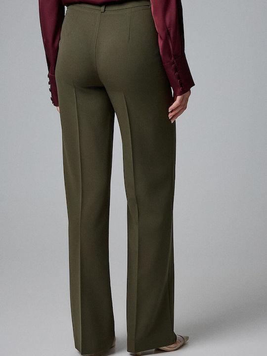 Bill Cost Women's Fabric Trousers in Straight Line Green