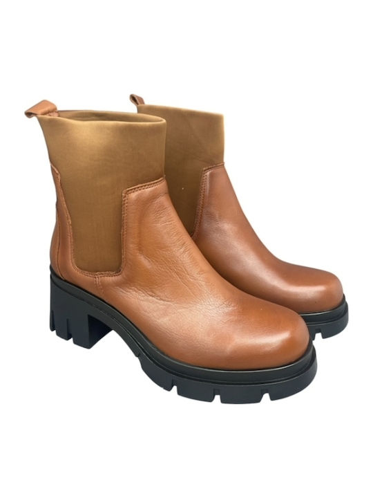Leder Stiefeletten Damen Tabac Braun