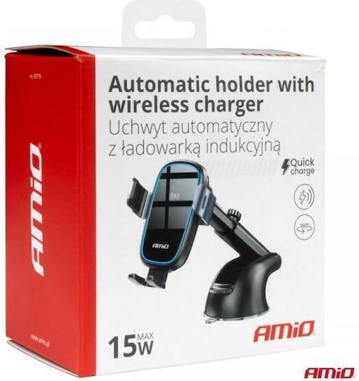 AMiO Car Mobile Mount with Magnet and Wireless Charging Black