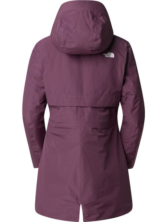 Hikesteller Insulated Women's for Hiking Short Parka Jacket Waterproof for Winter with Hood Midnight Mauve