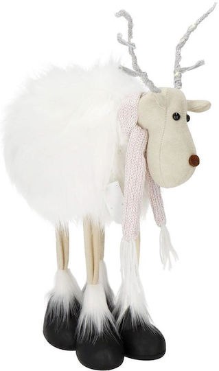 Christmas Figurine White Reindeer with Scarf Height 48cm