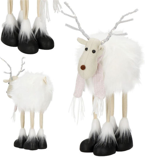 Christmas Figurine White Reindeer with Scarf Height 48cm