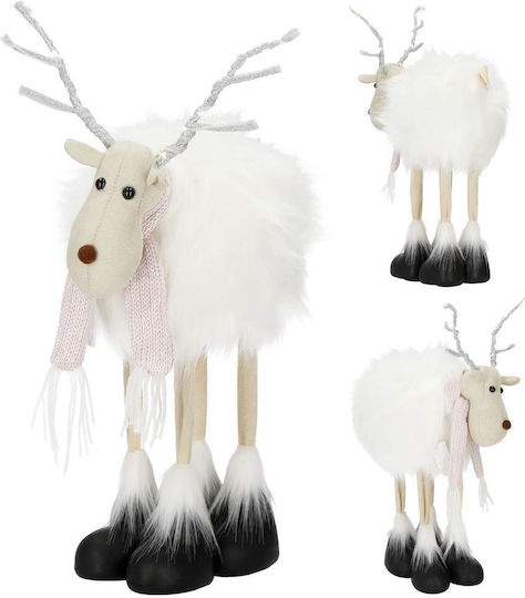 Christmas Figurine White Reindeer with Scarf Height 48cm