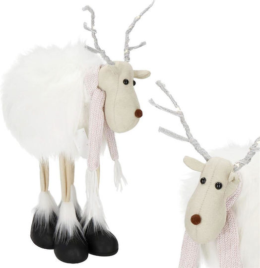 Christmas Figurine White Reindeer with Scarf Height 48cm