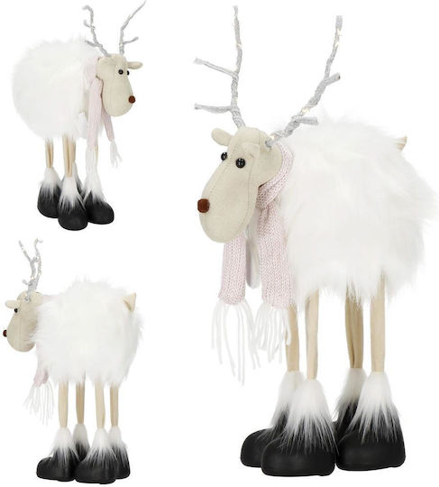Christmas Figurine White Reindeer with Scarf Height 48cm