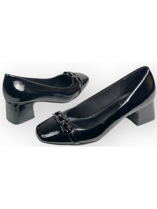 Verde Patent Leather Black Medium Heels