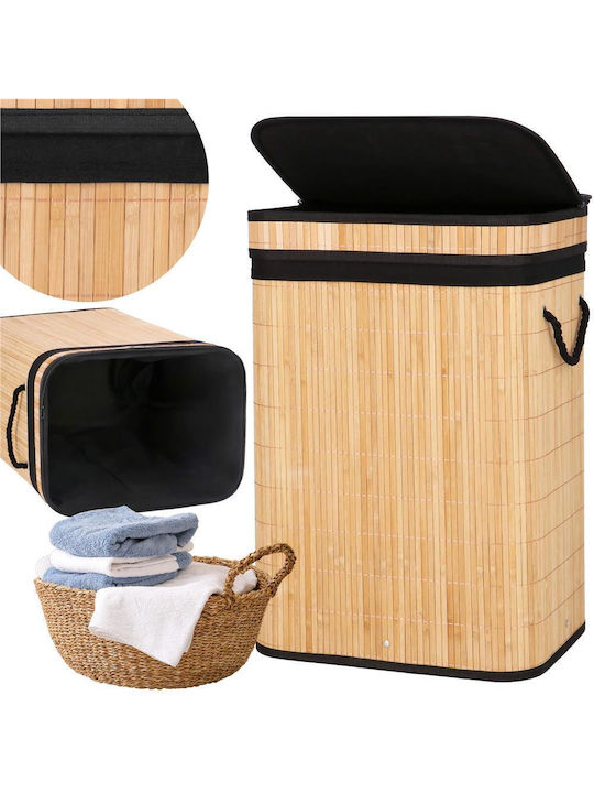Sersimo Wäschekorb Bamboo 72lt mit Deckel 42x33x60cm Braune