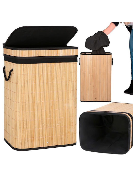 Sersimo Wäschekorb Bamboo 72lt mit Deckel 42x33x60cm Braune