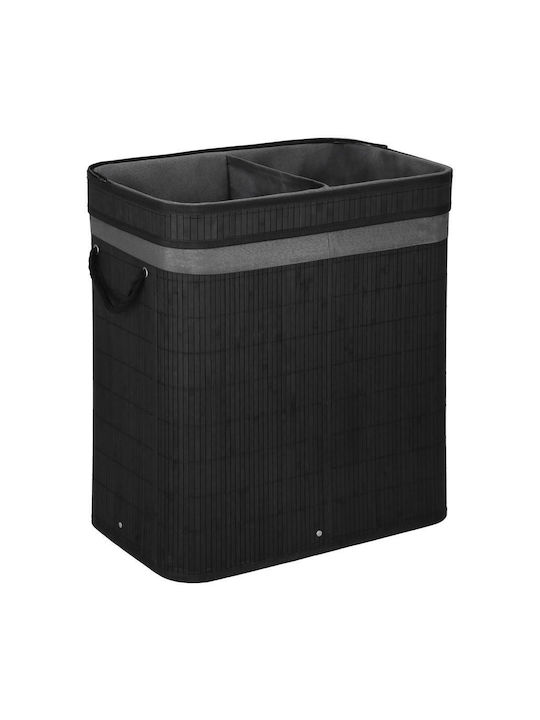 Coș de Rufe Bambus 100l cu Capac 54x35x60cm Negru
