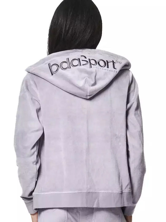 Body Action Ζακέτα Lilac Grey με Κουκούλα
