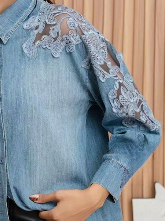 Women's Denim Long Sleeve Shirt Denim