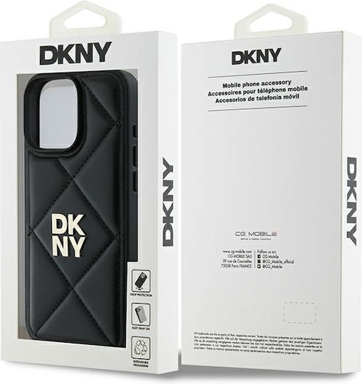 DKNY Quilted Stack Logo Back Cover Δερματίνης Μαύρο (iPhone 16 Pro Max)