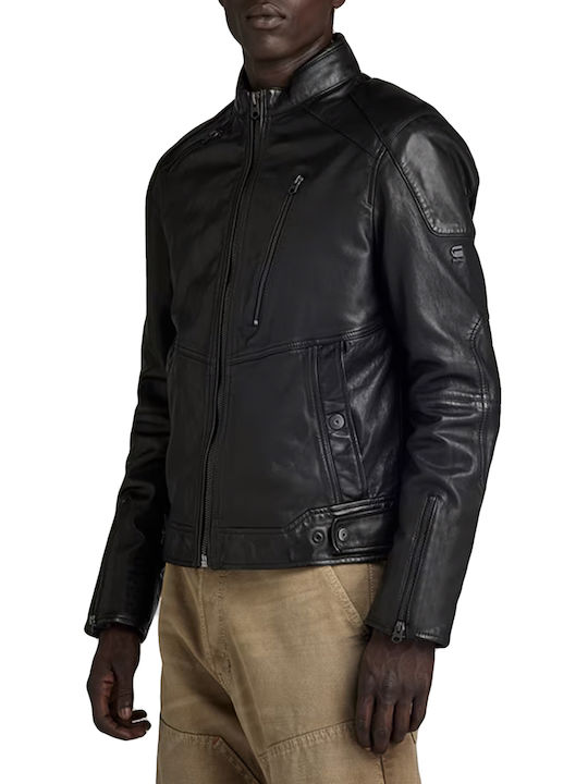 G-Star Raw Herren Jacke Leder Dk Black Μαύρο