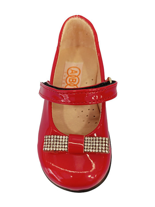 Aby Kids Patent Leather Ballerinas with Hoop & Loop Closure Red