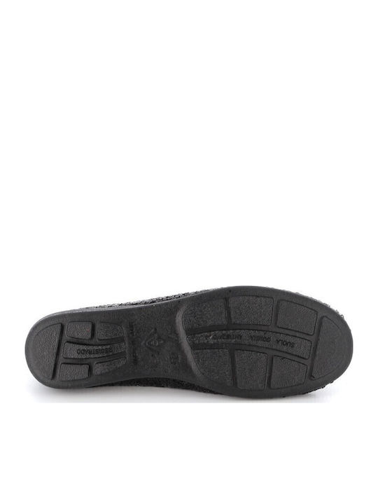 Leather Winter Women's Slippers Black