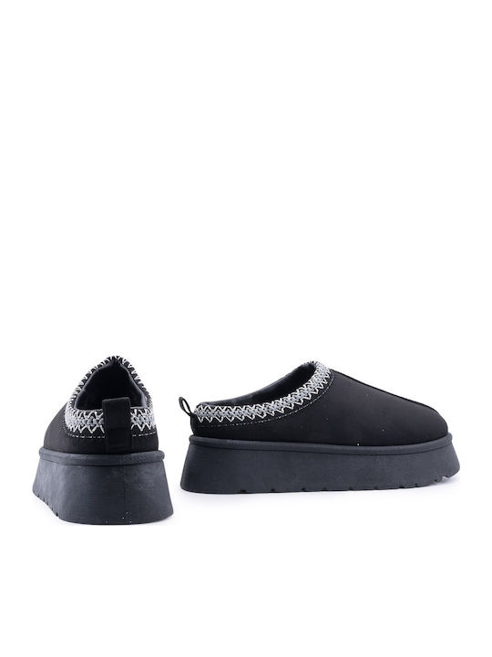 Winter Women's Slippers with Fur Black